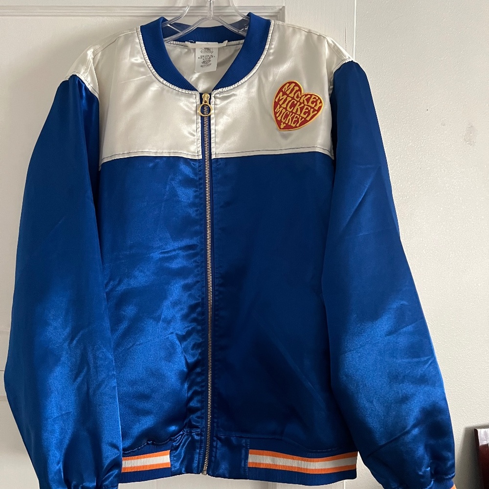 Mickey Bomber Jacket- Blue Satin Size Large